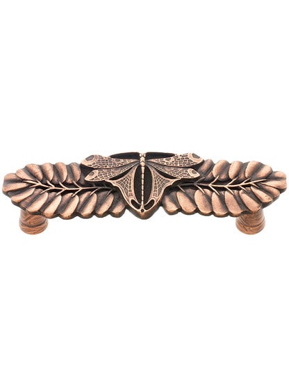 Dragonfly Drawer Pull - 3 inch Center to Center in Antique Copper.